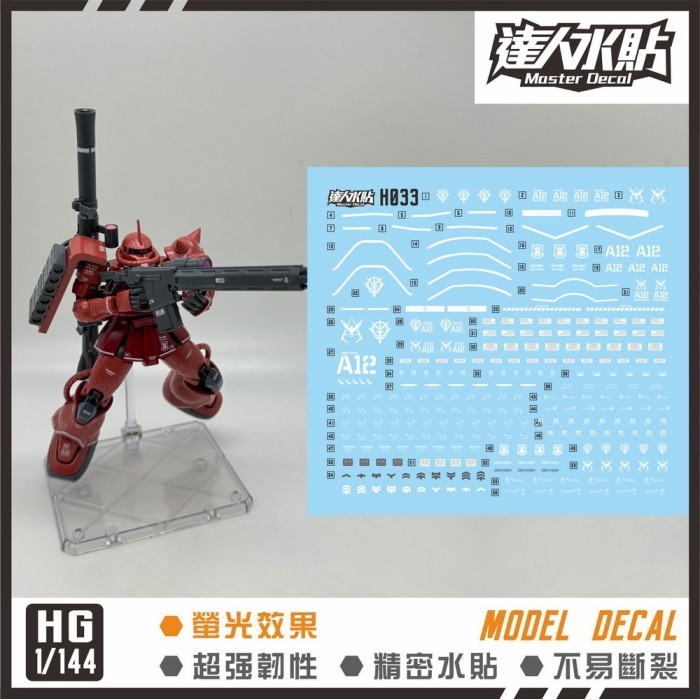 Water Slide Decal HG Char Zaku ii GTO by Master Decal