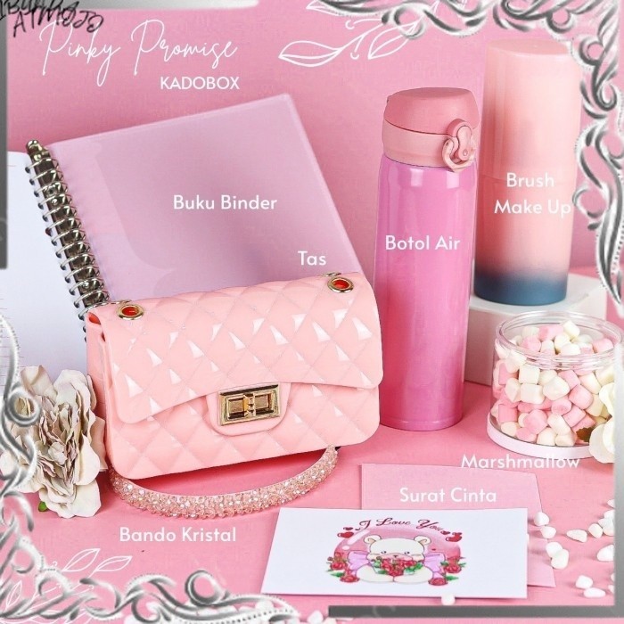 

KADOBOX 7-in-1 EXCLUSIVE PINKY PROMISE - Hampers Kado Cewek Anniversary Imut Pink Paket Kado Ulangtahun Pacar Wanita Valentine Romantis