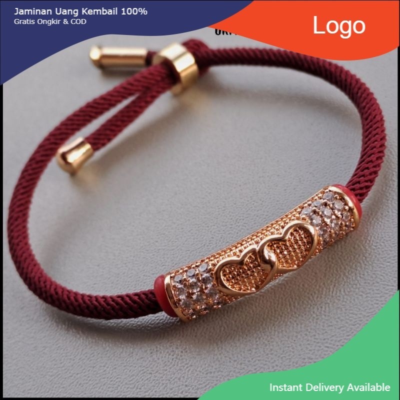 909758 ~ Gelang Tali Serut Mix Orbament Warna Emas