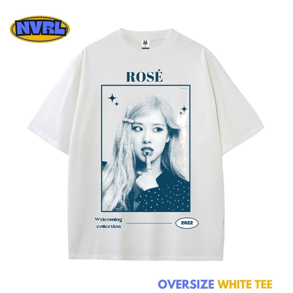 Kaos oversize rose blackpink vintage tee