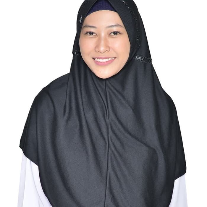 Hemy L Hitam Kerudung Sekolah Rabbani Scarf Jilbab Hijab Instan Remaja