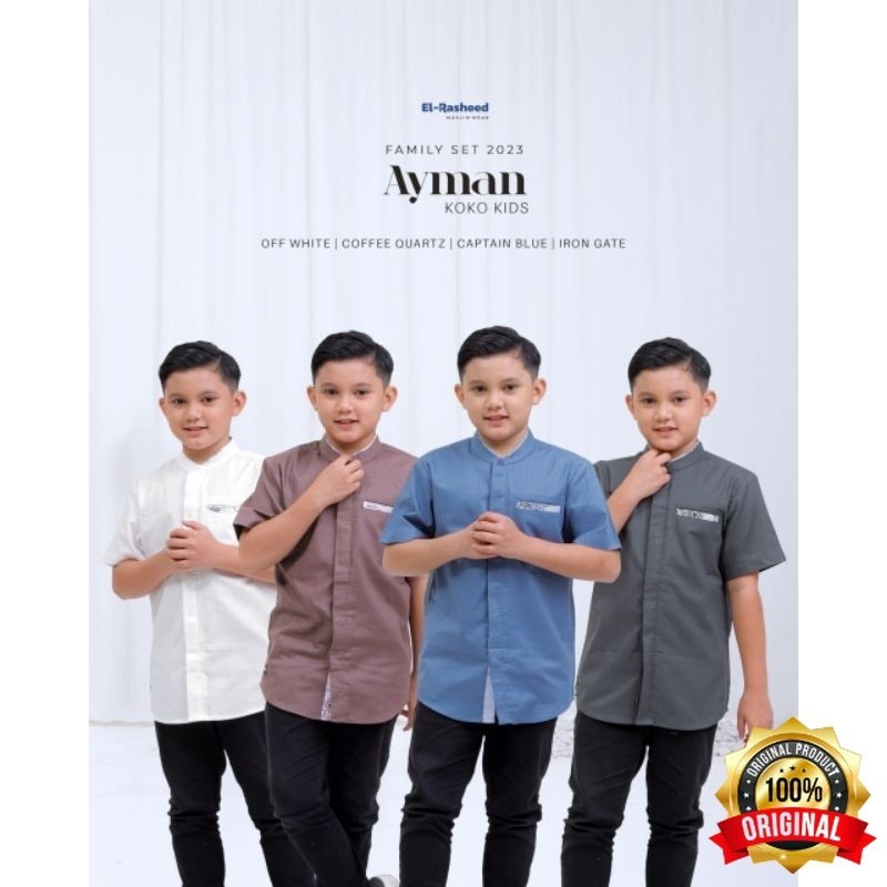 YJO - YASMEERA SARIMBIT Koko Anak Terbaru Atasan Lengan Pendek Baju Muslim Putih Ayman Original