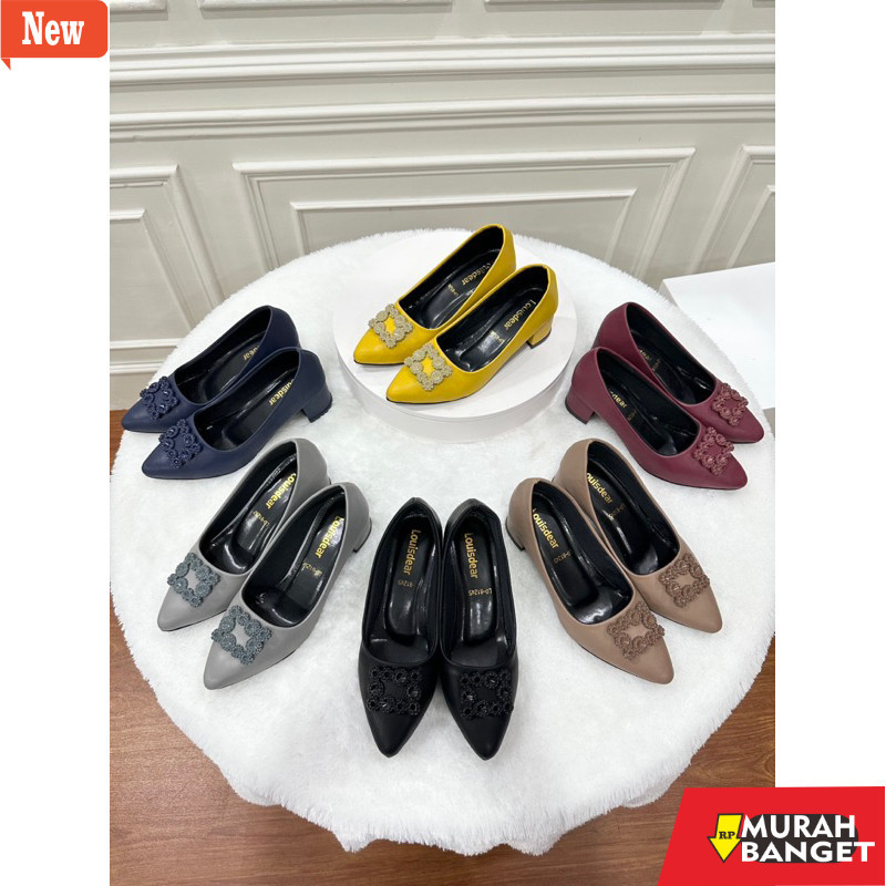 shopee haul sepatu heels wanita Louisdear Sepatu Heels Wanita Sepatu Pantofel Heels 5 cm  p44