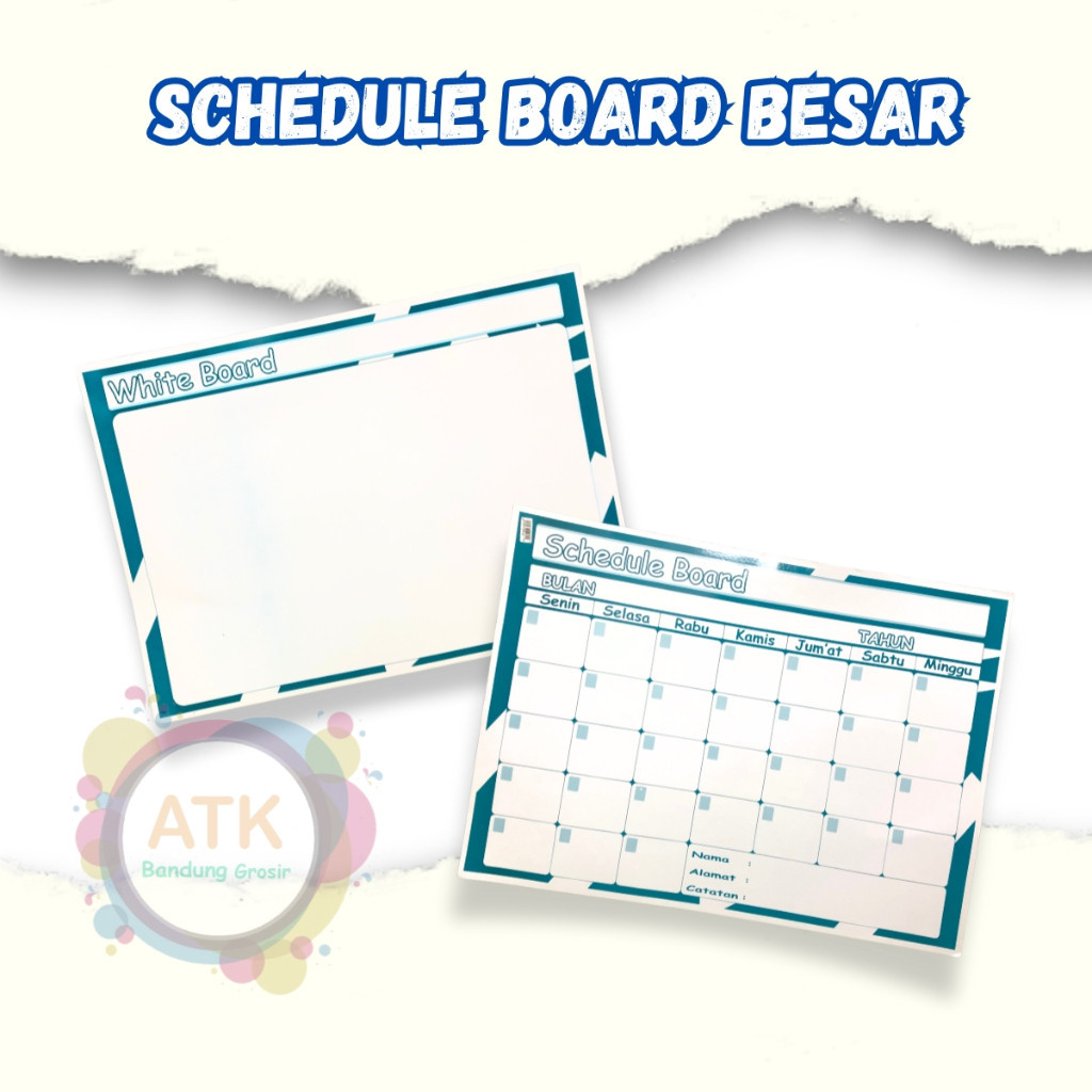 

Schedule Board Besar Ukuran 50 x 70 cm Permukaan Glossy 2 sisi Plus White Board Packing Aman SHESB