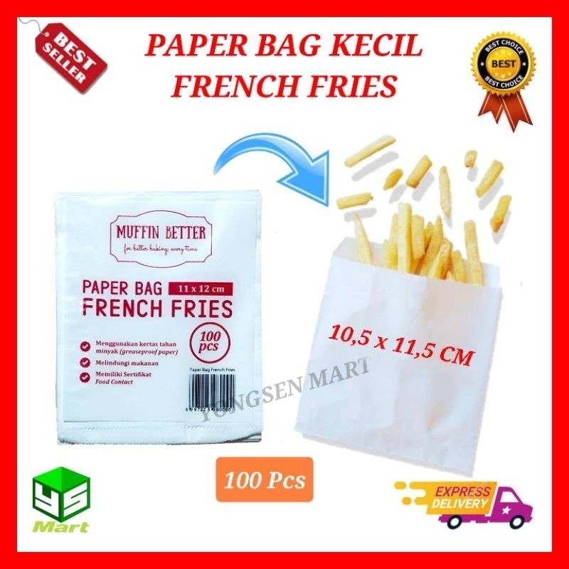 

Paper Bag French Fries , kantong kertas putih donat kentang goreng