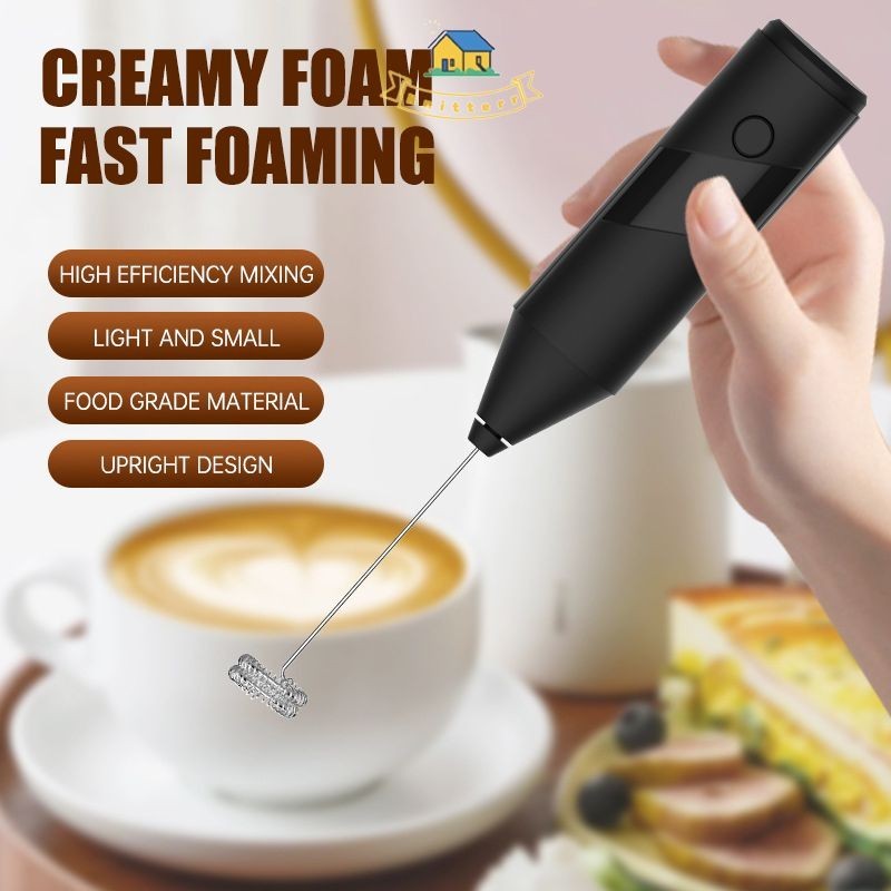 Mixer Listrik Mini Pembuih susu Pengaduk Minuman Portabel Pembuih Kopi Pengocok Telur Knitterr