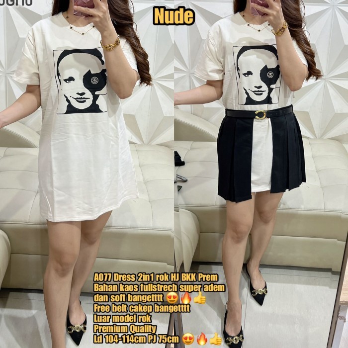 dress 2 in 1 hj bkk A077 premium 100-tdc imp dijamin bagus