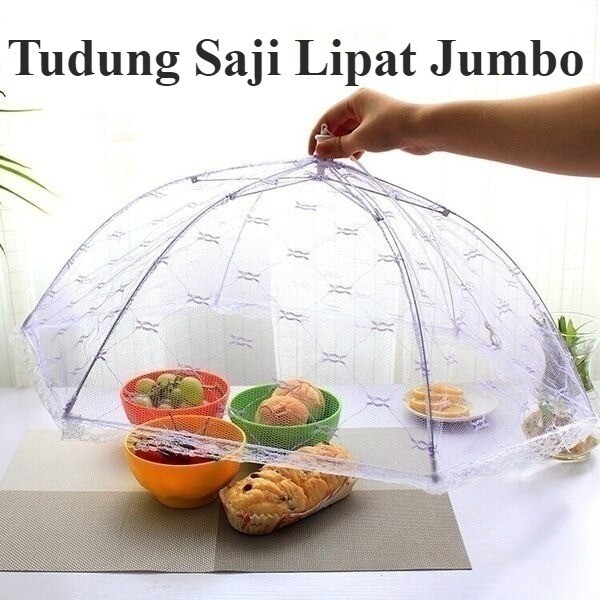Tudung Saji Lipat Jaring Penutup Makanan Transparan Jumbo/ Umbrella Food Cover Besar