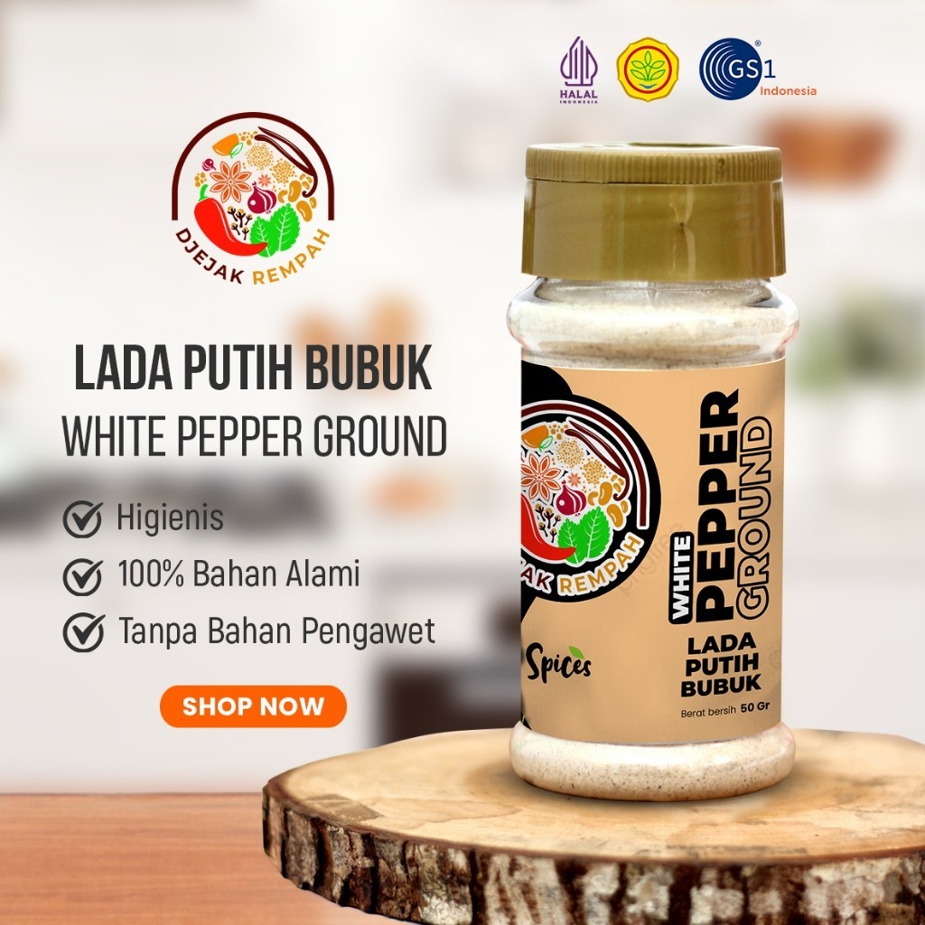 

Lada Putih Bubuk White Pepper Powder 50 Gram Rempah Bubuk Bumbu Dapur Masakan Asli Berkualitas - 100% Rempah Alami