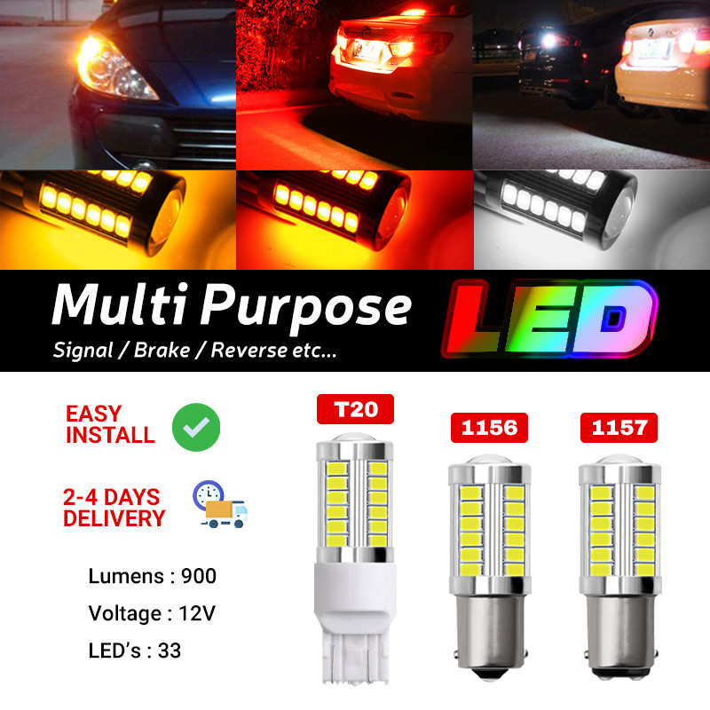 1PC 33LED Lampu Sinyal Rem Mobil 1156 1157 T20/7443 mobil penumpang Truk Van Cadangan Ekor Merah Put