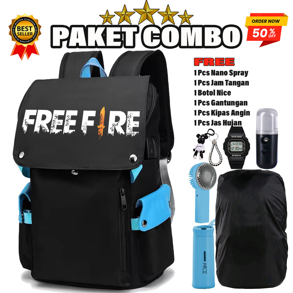 [FREE 6 ITEM] Tas Ransel Anak Laki-laki Pria FF"FREEFIRE" Ransel Sekolah Game ff Big Size Combo