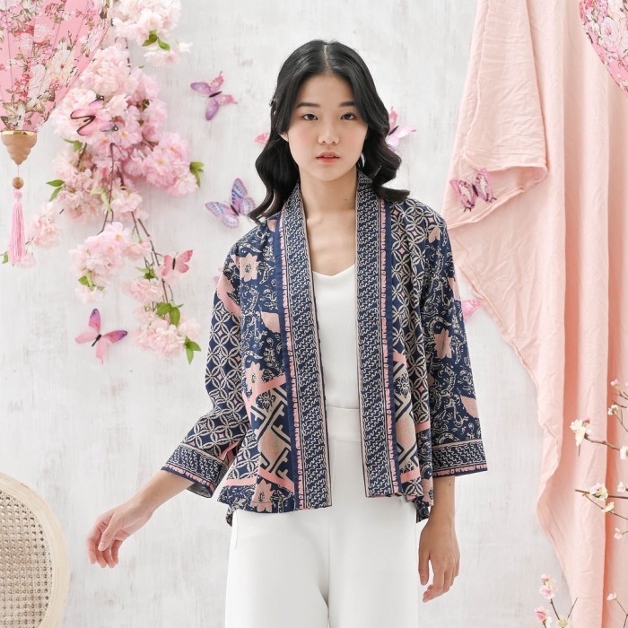 Outer / Blazer Cardigan Batik Wanita / Baju Couple Keluarga - 241 BNI - Standar