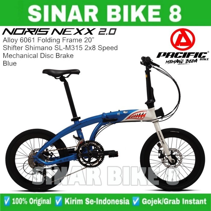 Sepeda Lipat Pasific NORIS NEXX  2.0 Ukuran 20 Inch 2x8 Speed