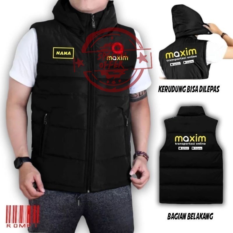 JAKET ROMPI CUSTOM SABLON DRIVER MAXIM BAHAN PARASUT BISA COD... READY SIZE M L XL XXL