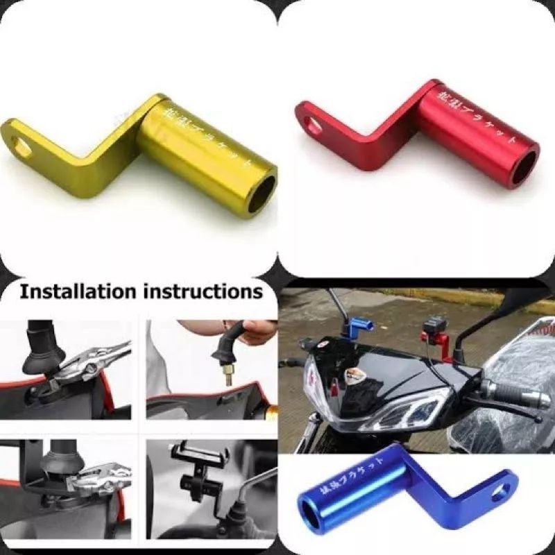 [ DELSER MOTOR ] BREKET SPION DUDUKAN LAMPU TEMBAK PASANG DI SPION MOTOR UNTUK HOLDER LAMPU BRACKET 