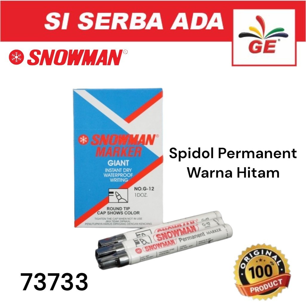 

SNOWMAN Spidol Permanent Marker G-12 Warna Hitam 73733