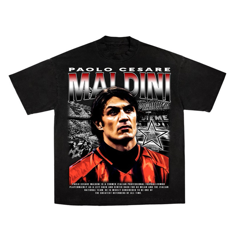 【COD】 Oversized Tee Paolo Maldini AC MILAN RETRO TSHIRT OVERSIZE UNISEX COTTON 20s hitam polos combe
