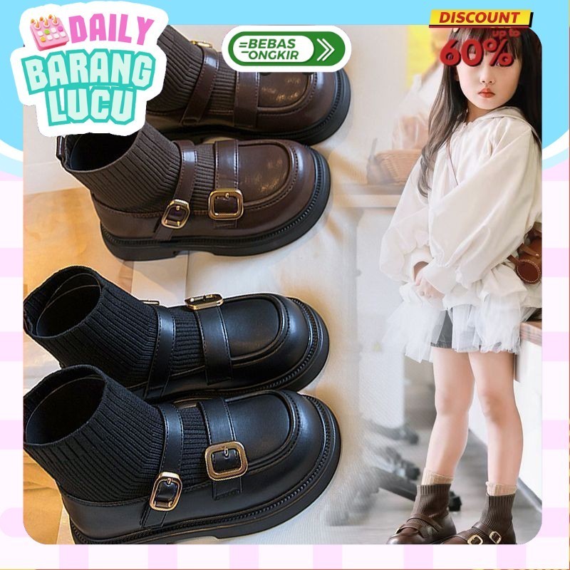 Sepatu Pantovel Boot Tinggi Anak Perempuan  With Sock Slip On Usia TK SD F2022-937