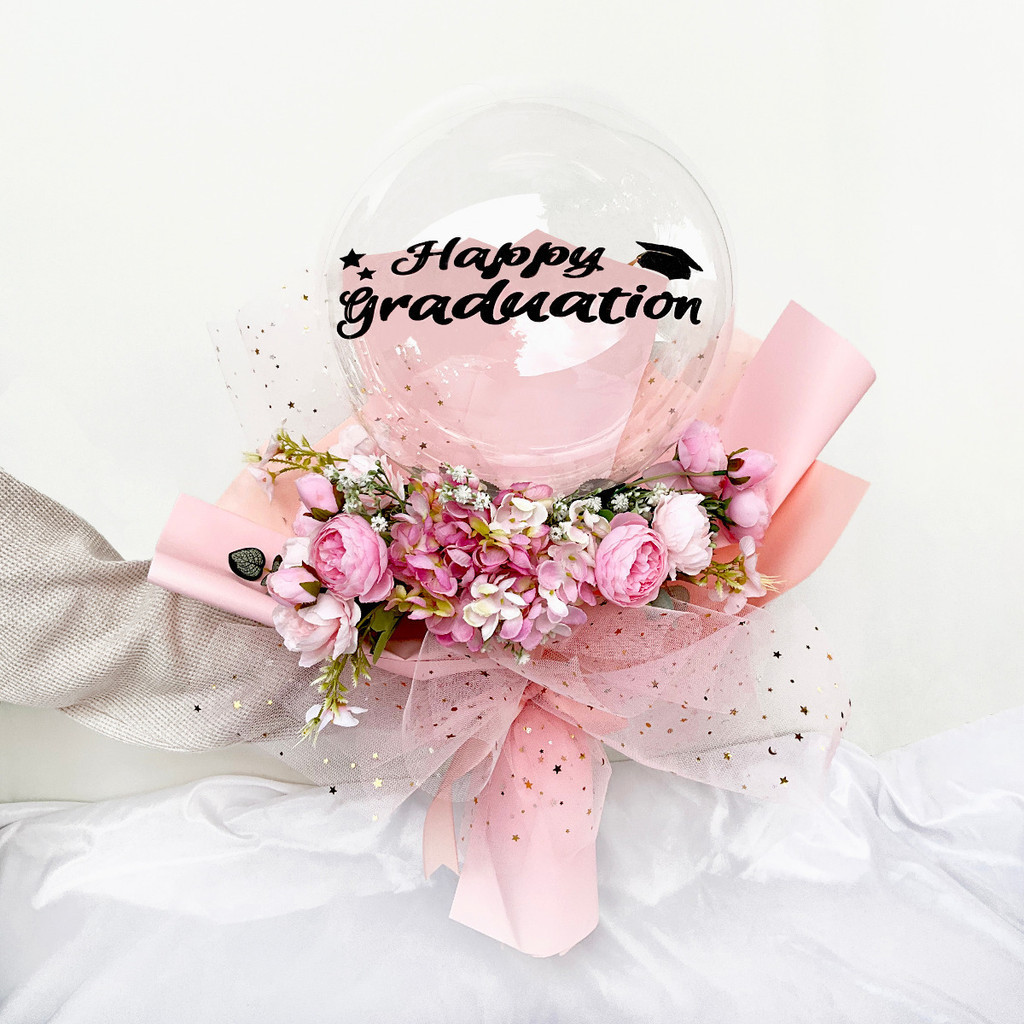 Buket Bunga Balon Wisuda Balloon Bucket Boneka Toga Flower Blossom Bouquet Graduation Gift