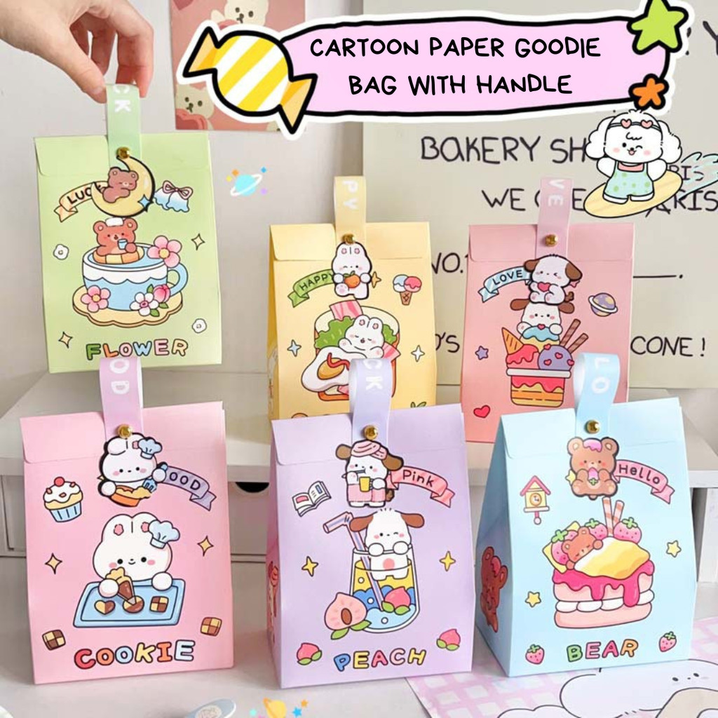 

[HARU] Cartoon Paper Goodie Bag With Handle Hampers Gift Packaging Bag Kantong