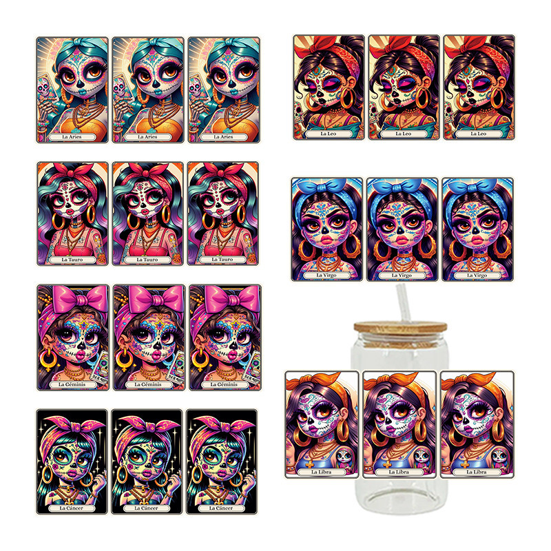 

UVDTF Transfer Sticker Hallowmas Theme For The 16oz Libbey Glasses Wraps Cup Can DIY Waterproof Easy To Use Custom Decals D18368