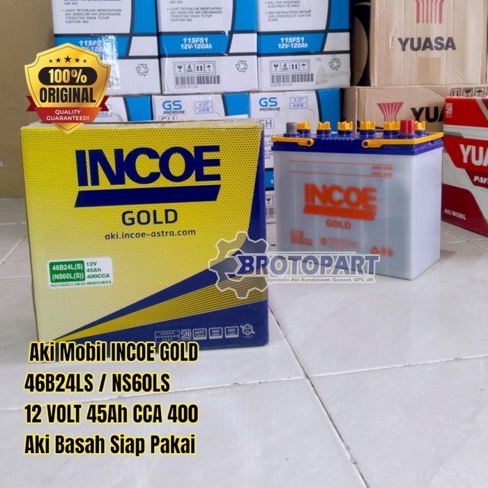 Aki Mobil Toyota yaris, New Vios, Limo, Etios INCOE Gold NS60LS 45Ah