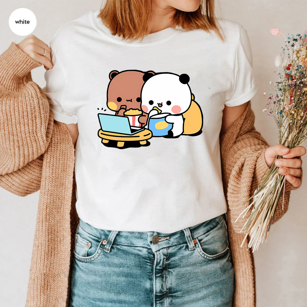 

Cute Bubu and Dudu Tee Cartoon Panda Bear Bubu and Dudu Graphic T-shirt Women/Men Tops Kawaii Printed Harajuku Ullzang Shirts