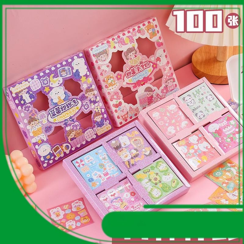 

Sticker Momo Glitter Korea Sticker 2D Aesthetic Style Dekorasi Kotak Bekal Botol Minum stiker paper stationery