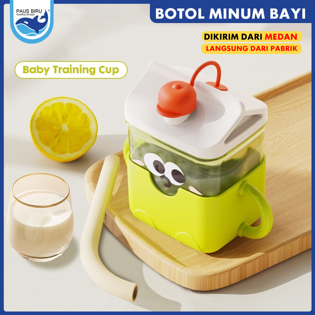 Paus Biru -Baby Training Cup 400ml Baby Safe Bpa Free Botol Minum Bayi Sedotan Cangkir Anak Karakter
