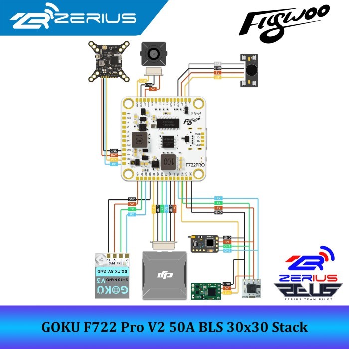 FLYWOO GOKU F722 PRO V2 50A BLS 30X30 Stack MPU6000 2-6S INAV Support