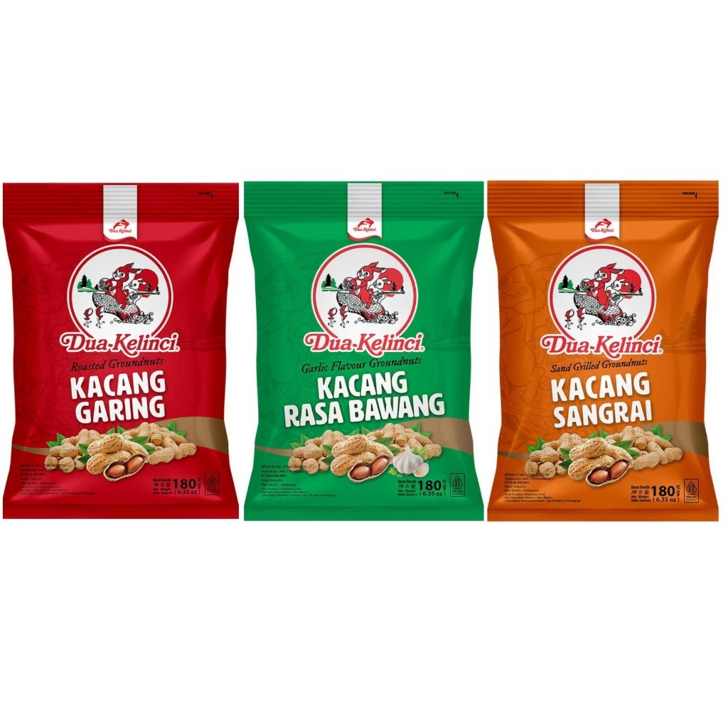 

DUA KELINCI Kacang Kulit 180g kacang garing rasa bawang sangrai