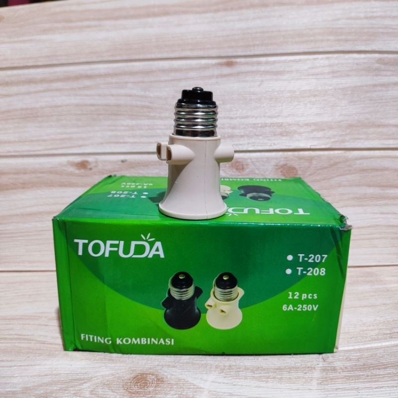 fitting colokan listrik fitting lampu kombinasi E27 Tofuda sambungan colokan fitting gantung combina