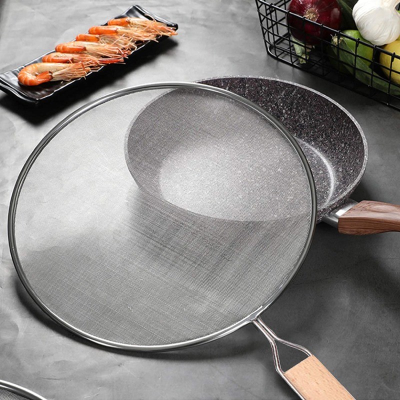 Cooking Frying Stainless Steel Anti Splatter Guard Oil Net Grease Splatter Screen Pan Mesh Guard Scr