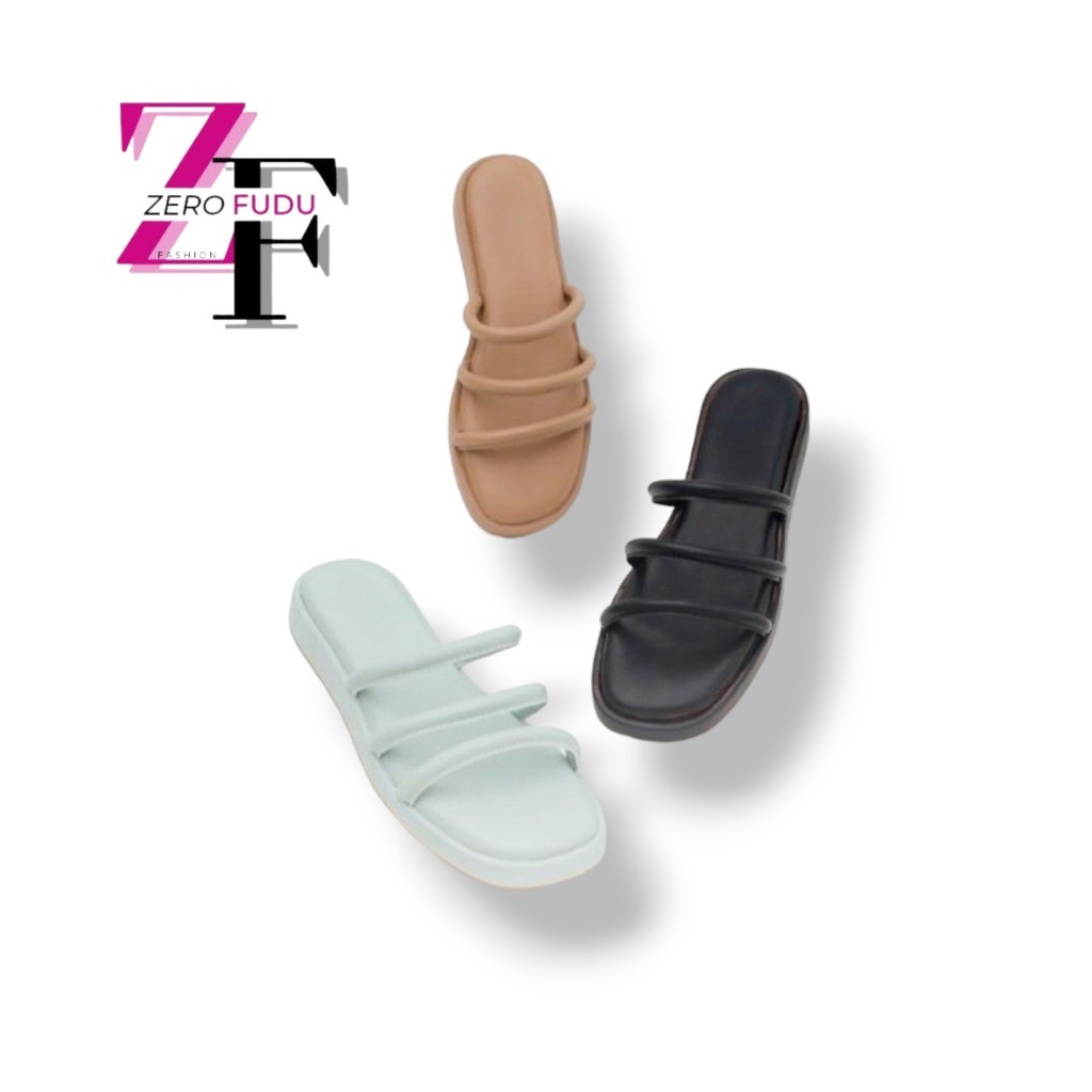 Sandal Wanita Zerofudu Adora Platform Selop Tali Flat Anti Licin Sendal Cewek Kokop Empuk Temali