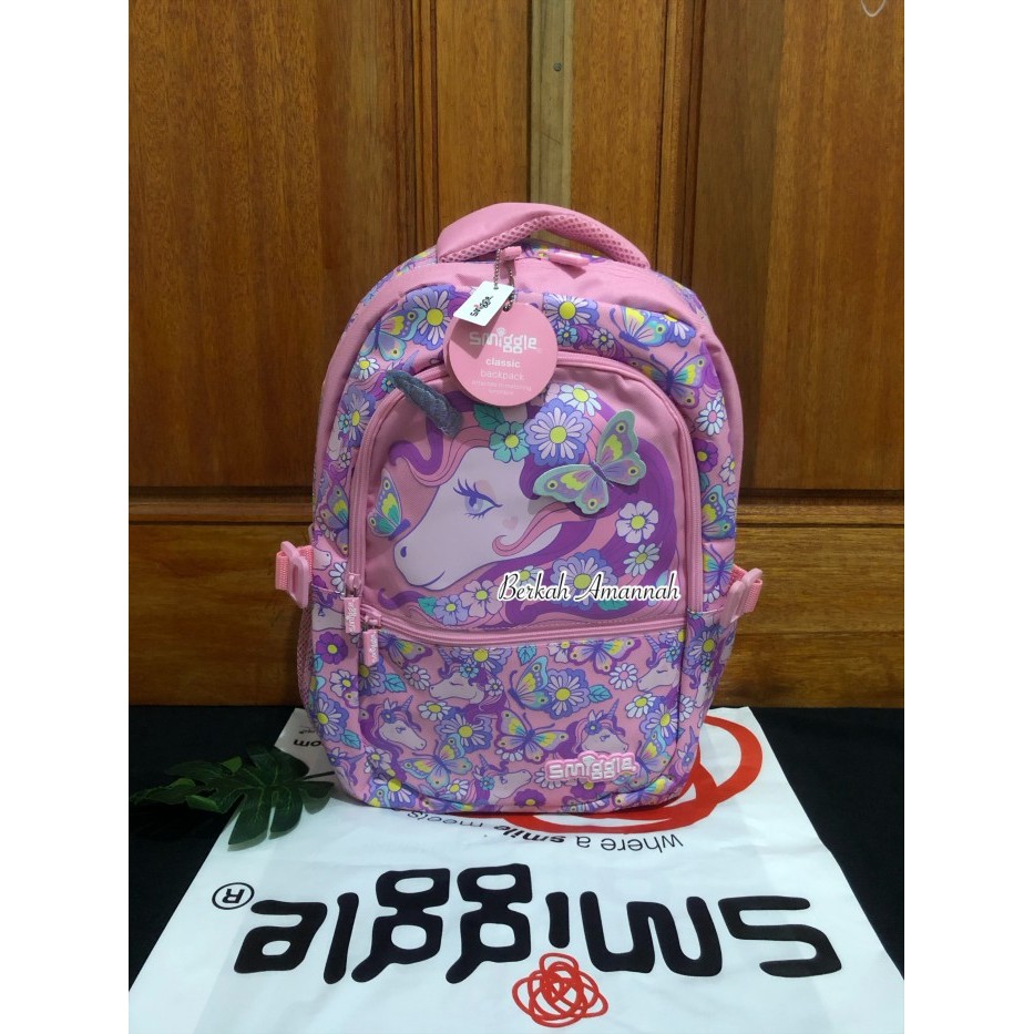 smiggle backpack hey there/smiggle bright side/tas smiggle ori - unicorn pink