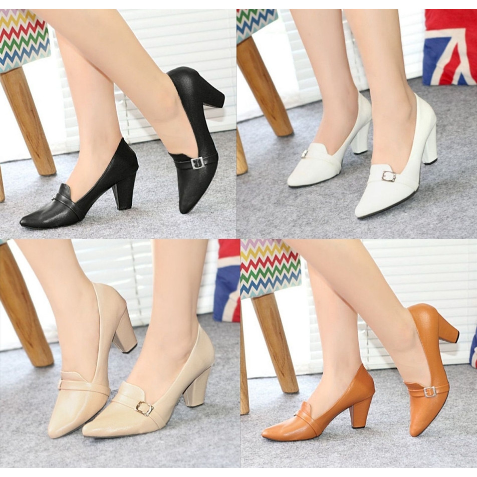 SEPATU PANTOFEL FASHION WANITA HEELS KOTAK TAHU HAK 7cm PREMIUM SEPATU PESTA KERJA KANTOR KONDANGAN 