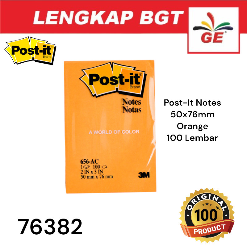 

Post-It Notes 3M 656-AC 50x76mm Orange Isi 100 Lembar - 76382