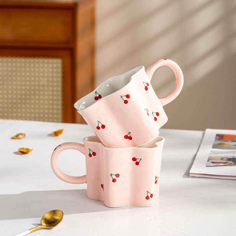 

Ceramic Coffee Mug Handheld Type Milk Mugs Home Accessories Simple Retro Hand Painted Glazed Cup