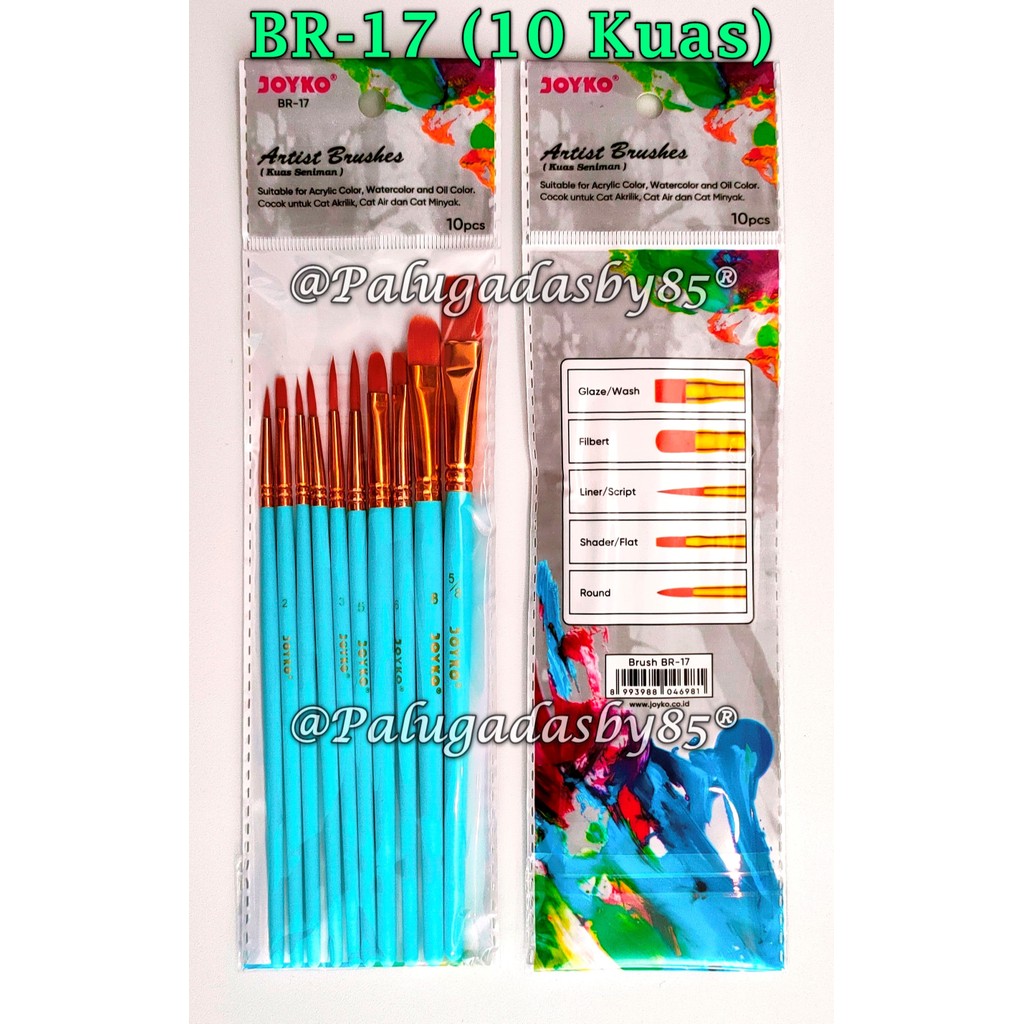 

(1 Set/10) GROSIR Kuas Cat Air JOYKO BR-17 / Brush Kuas Cat Air Cat Minyak Lukis Acrylic Joyko BR-17