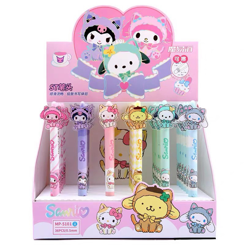 

sanrio stationary pen cetek erasable ballpoint pena bisa dihapus cute pen