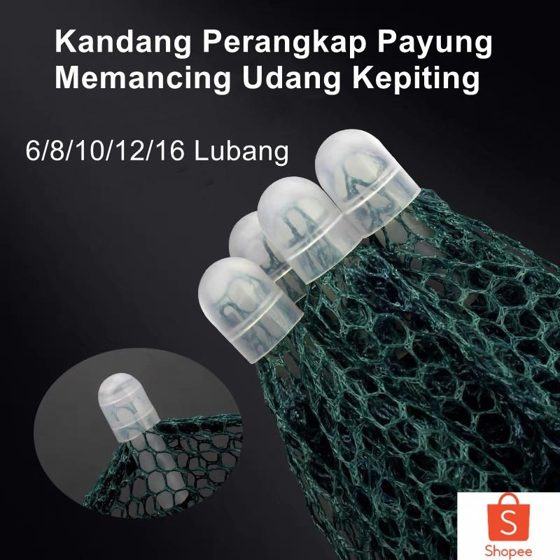 Perangkap Bubu Payung Bubu Berbentuk Lipat Udang Kepiting Ikan Wuwu Bubu Jebak 6~16 Lubang