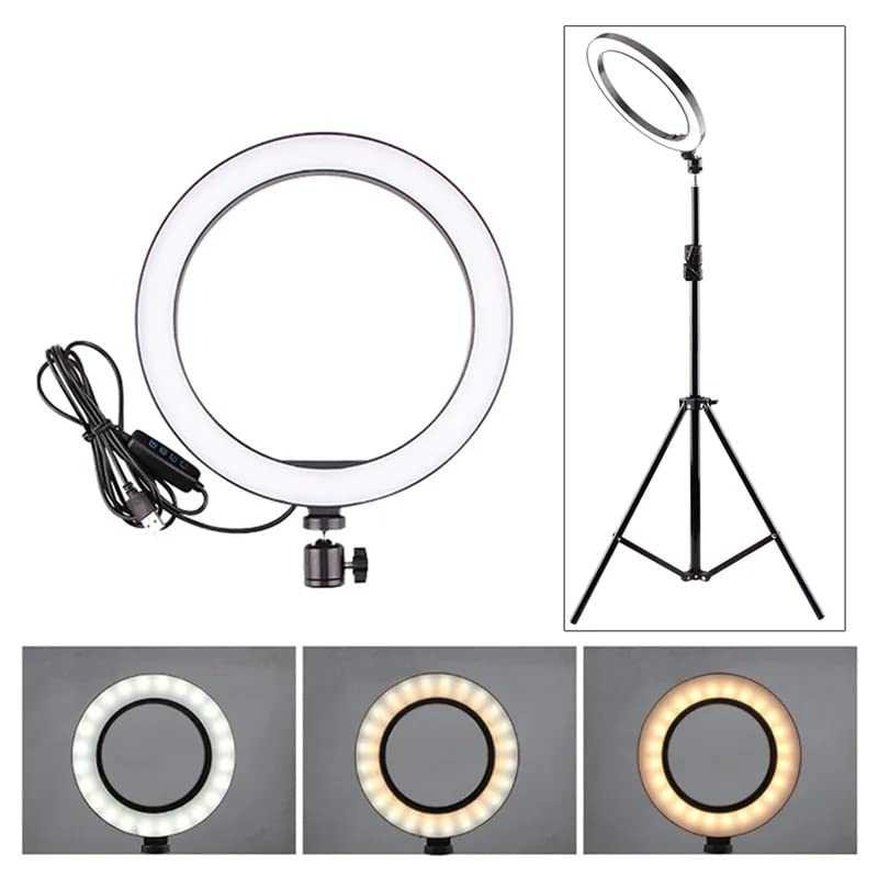 

TaffSTUDIO Lampu Halo Ring Light 120 LED Dimmable 10 Inch with Tripod - QX-260