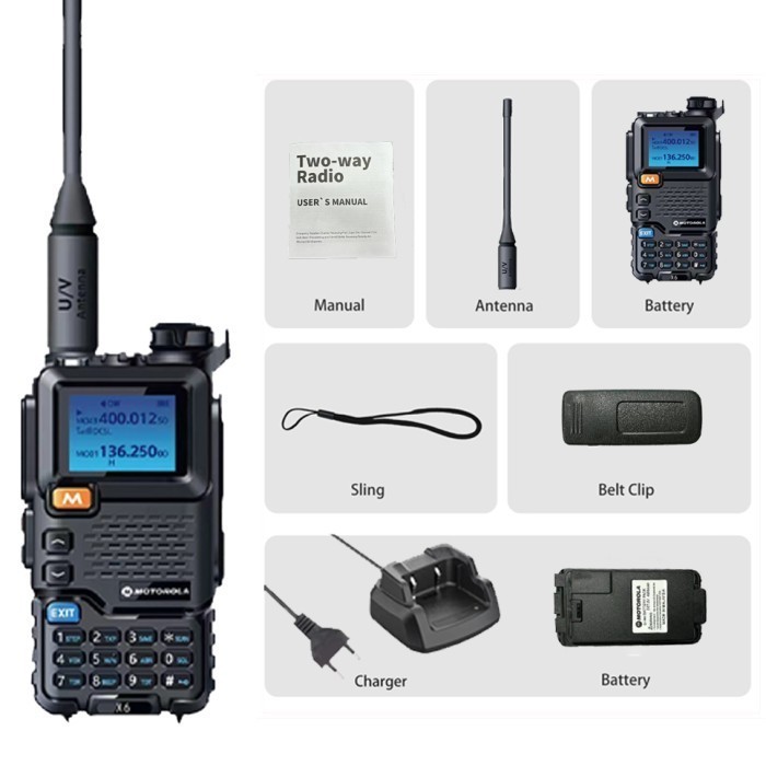 HT Airband Motorola X6 Walkie Talkie Moto X 6 Multiband UHF VHF AM FM