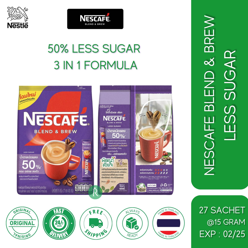 

Nescafe Blend and Brew - Less Sugar - Ungu - Pack Isi 27 Sachet Thailand