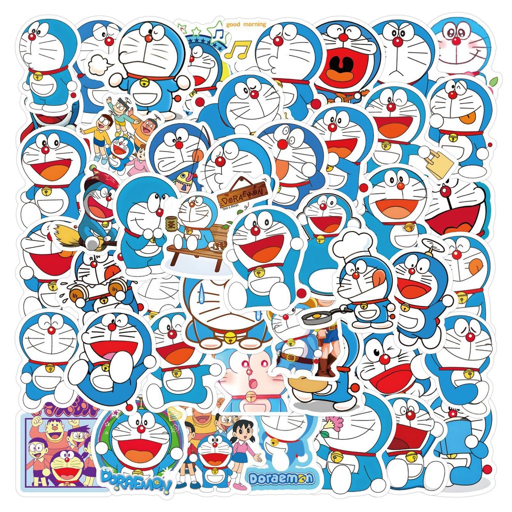 

60pcs Cartoon Cute Doraemon Creative Sticker Decoration Water Cup Computer Waterproof Decora Stickers
