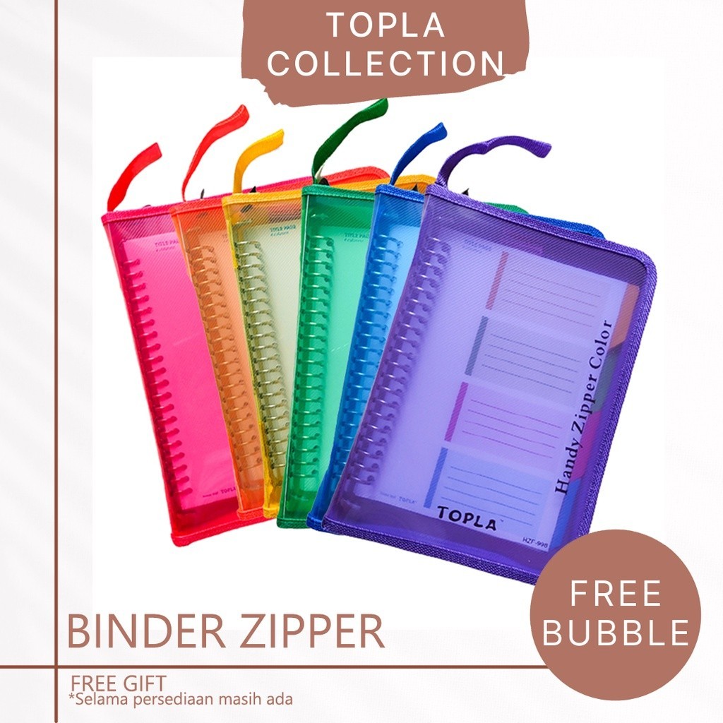 

TOPLA Binder Zipper File Note Catatan A5 B5 File 20 26 Ring Besi Untuk Kuliah Sekolah Kantor 998 988