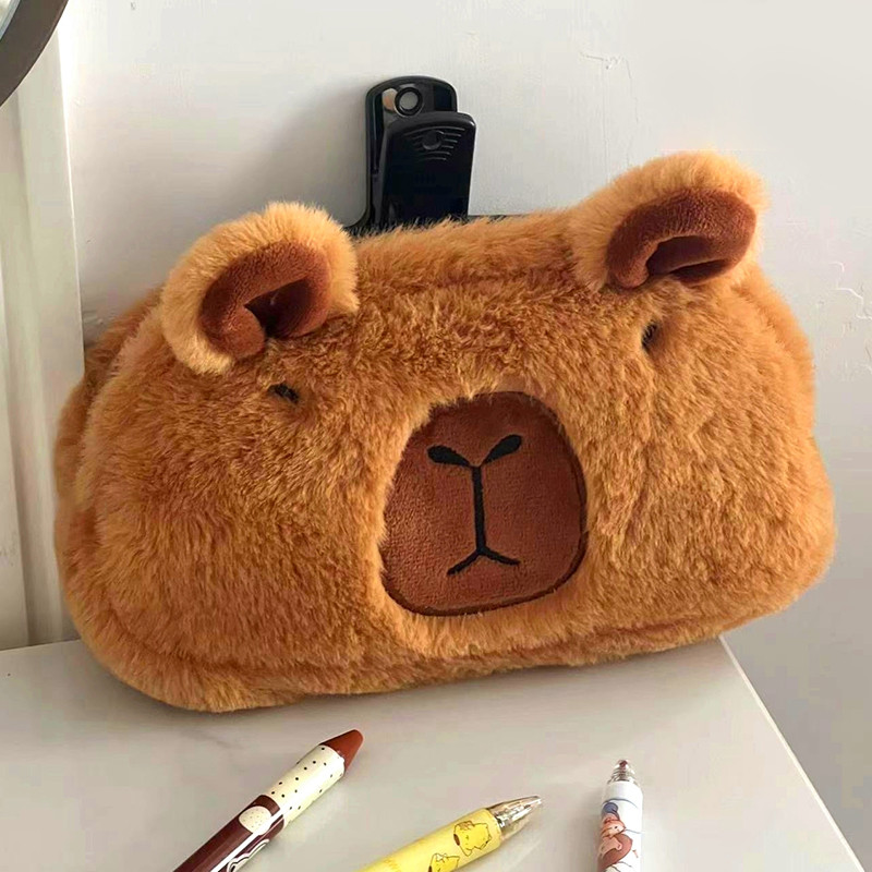 

Cute Capybara Plush Pencil Case Cosmetic Bag Guinea Pig Pen Pouch Large Capacity Pencil Bag School Supplies Stationery Box