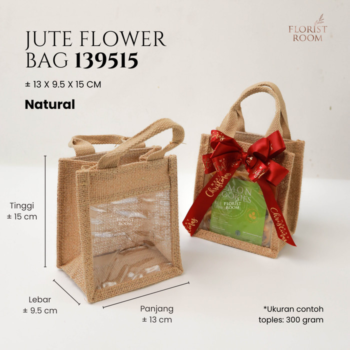 

Jute Flower Bag 139515 - Kantong Goni Hampers - Kado - Hadiah Box Kue - Natural, Tdk Bisa Tukar