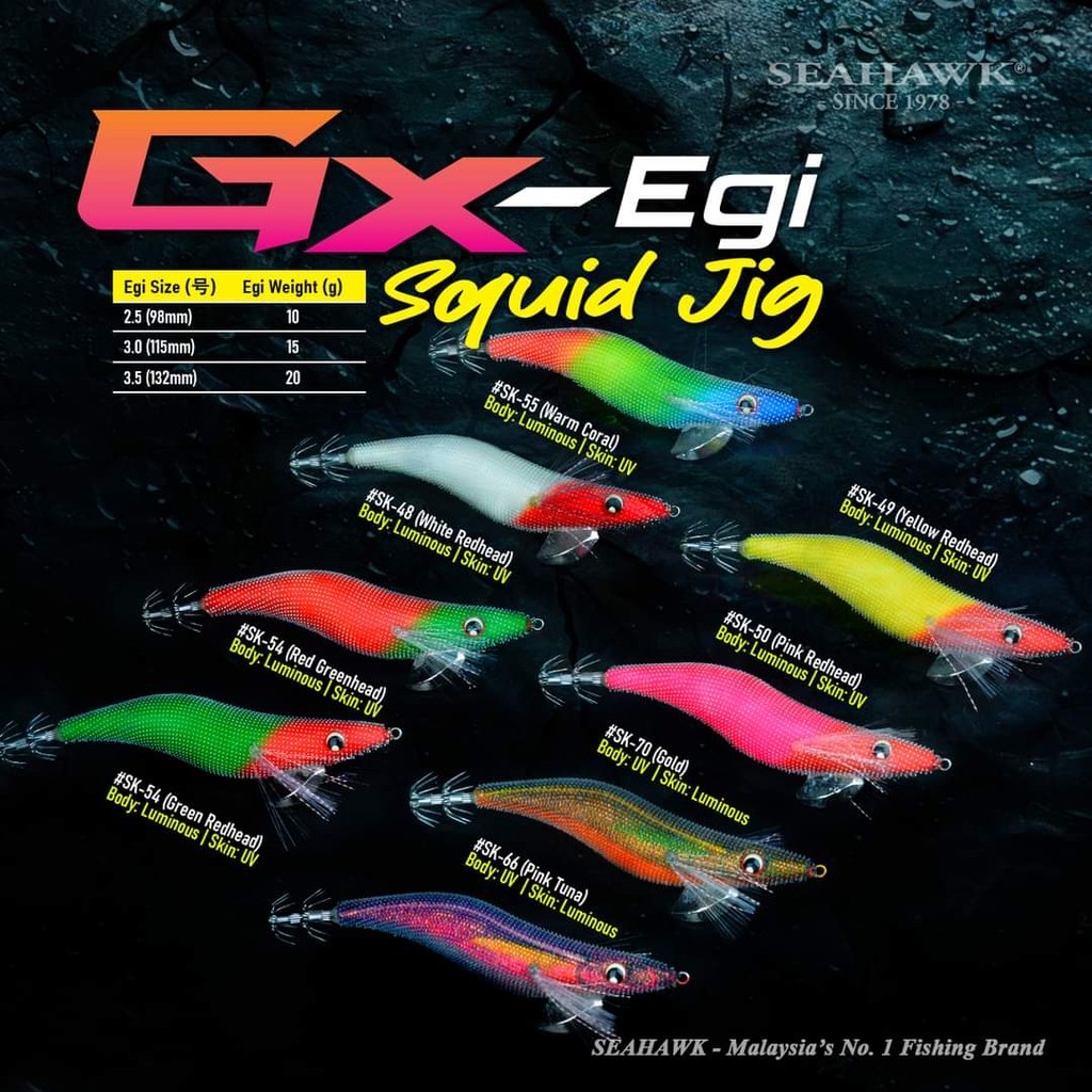 SEAHAWK Umpan Cumi GX-Egi Squid Jig (Tanto Hook)