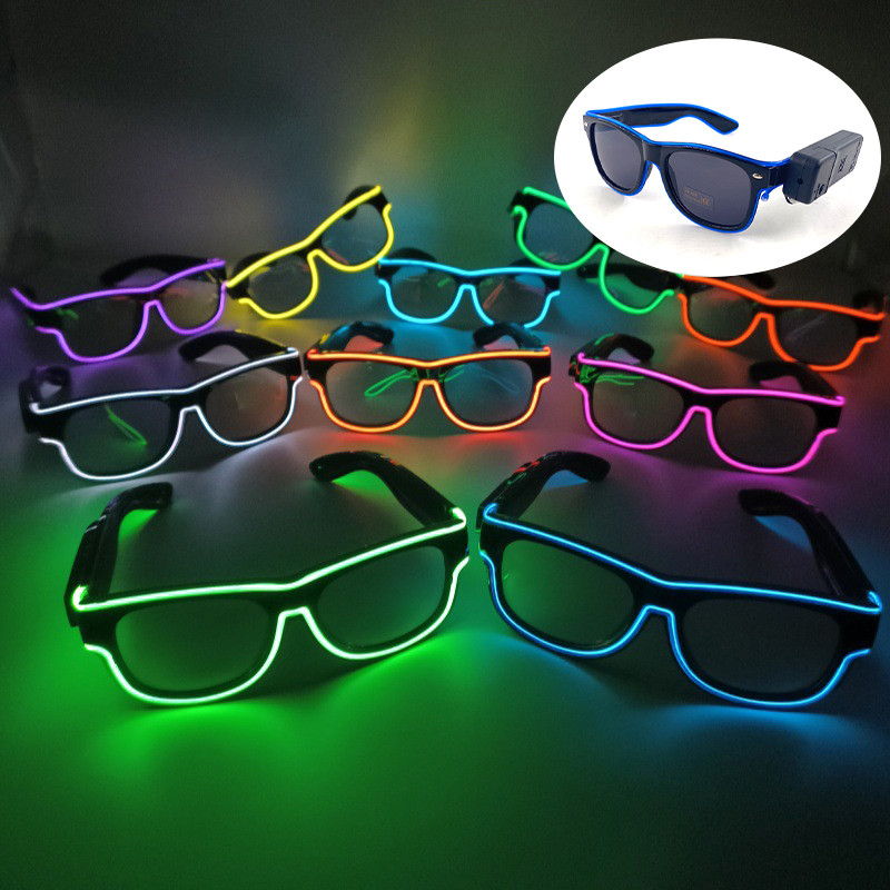 

LED Glowing Glasses Luminous Neon Glow in the Dark Sunglasses Flashing Light Glass Wedding Party Costumes Photo Props Decor